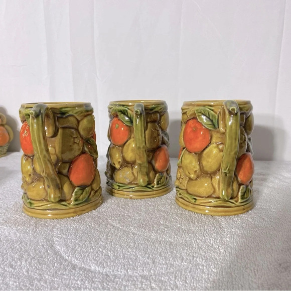 Vintage MCM Japan Pottery Ceramic Orange Spice 8Pc  Tea Set - Picture 14 of 16